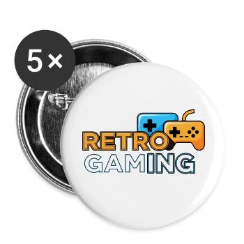 Retro Gaming - Buttons klein 25 mm (5er Pack) - Weiß - Vorne