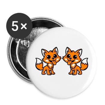 Couple Renard - Lot de 5 petits badges (25 mm) - blanc - Devant