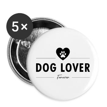 Dog Lover (Black) - Buttons small 1''/25 mm (5-pack) - white - Front