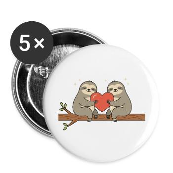 Valentinstag Faultiere – Süßes Pärchen Design - Buttons klein 25 mm (5er Pack) - Weiß - Vorne