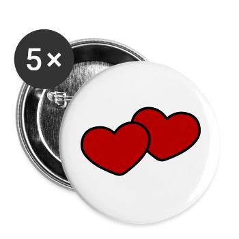 Mariage en couple Hearts - Lot de 5 petits badges (25 mm) - blanc - Devant
