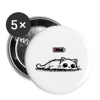 Battery low – Cute Cat Minimal Statement - Buttons small 1''/25 mm (5-pack) - white - Front