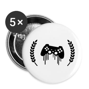 gaming kontroller kranz wappen - Buttons klein 25 mm (5er Pack) - Weiß - Vorne