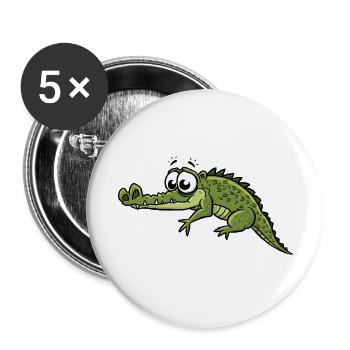Krokodil mit großen Augen Cartoon - Buttons klein 25 mm (5er Pack) - Weiß - Vorne