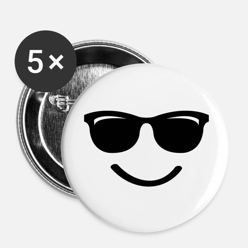 Sourire - Lot de 5 petits badges (25 mm) - blanc