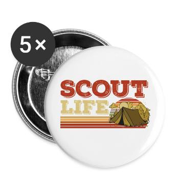 Retro Scout Scouting Life Tent Hobby Camp - Buttons small 1''/25 mm (5-pack) - white - Front