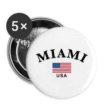 Miami, États-Unis - Lot de 5 petits badges (25 mm) - blanc - Devant