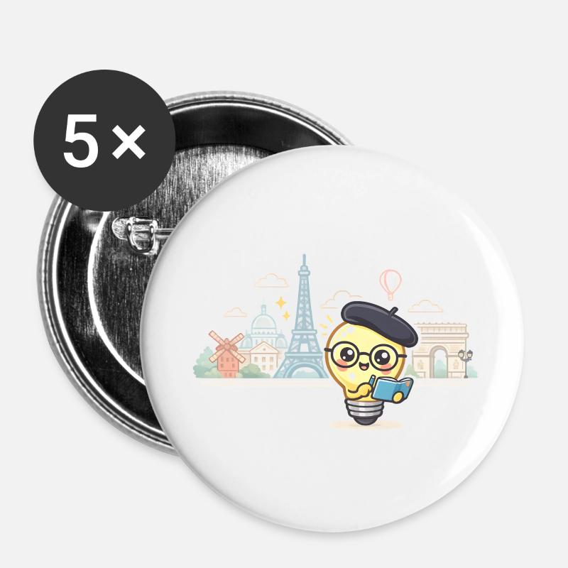 Parisian Lightbulb Scholar - Buttons small 1''/25 mm (5-pack) - white