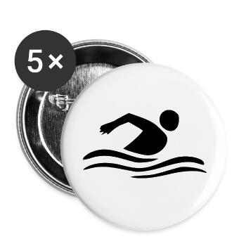 Schwimmen Schwimmer - Buttons klein 25 mm (5er Pack) - Weiß - Vorne