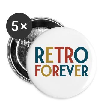 Retro forever - Lot de 5 petits badges (25 mm) - blanc - Devant