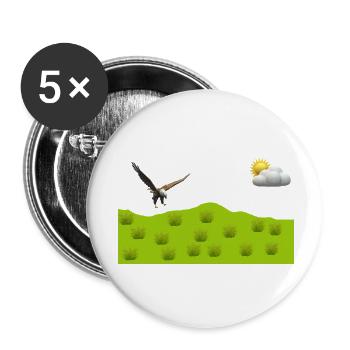 Adler über grüne Landschaft - Buttons klein 25 mm (5er Pack) - Weiß - Vorne