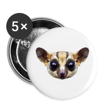 Galago Buschbaby Affen Galagos Affe Süßer Galago - Buttons klein 25 mm (5er Pack) - Weiß - Vorne