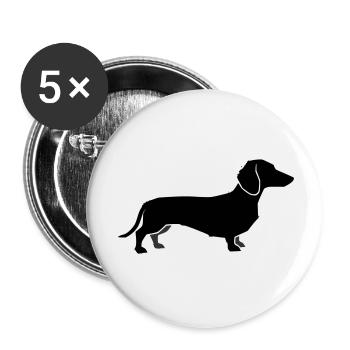 Silhouette du teckel - Lot de 5 petits badges (25 mm) - blanc - Devant