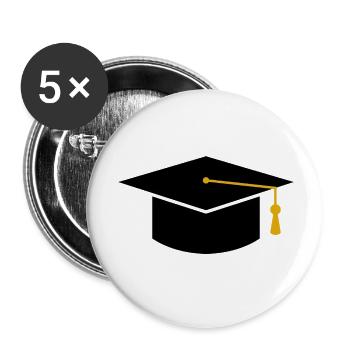 Casquette de remise des diplômes - Lot de 5 petits badges (25 mm) - blanc - Devant