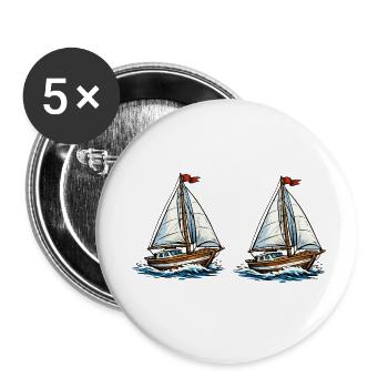Voiliers sur les vagues - Lot de 5 petits badges (25 mm) - blanc - Devant