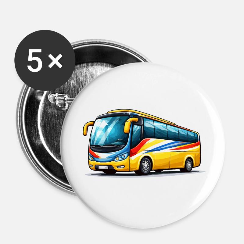 Coach Art Print - Buttons small 1''/25 mm (5-pack) - white