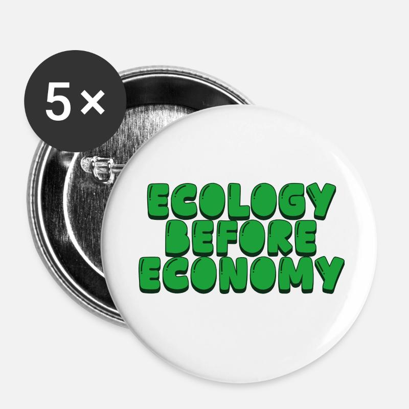 Ökologie vor Wirtschaft - Buttons klein 25 mm (5er Pack) - Weiß