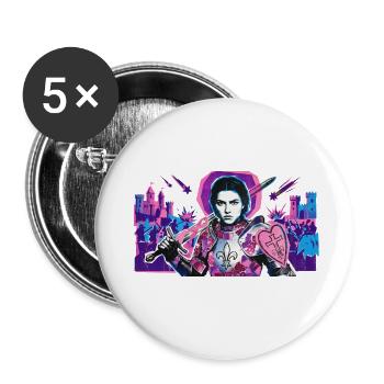 Neon Knight with Heart Shield - Buttons small 1''/25 mm (5-pack) - white - Front