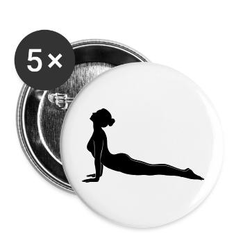 Silhouette de la posture de Cobra Yoga - Lot de 5 petits badges (25 mm) - blanc - Devant