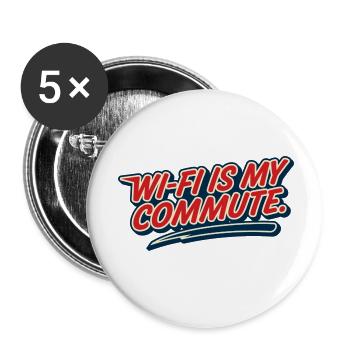 Wi-Fi Trajet Domicile Travail Humour Geek - Lot de 5 petits badges (25 mm) - blanc - Devant