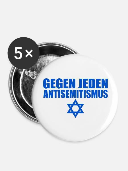 Gegen jeden Antisemitismus - Buttons klein 25 mm (5er Pack) - Weiß