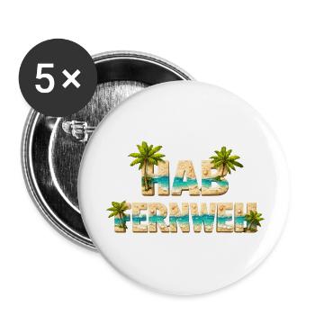 Hab Fernweh – Strand, Insel und Palmen - Buttons klein 25 mm (5er Pack) - Weiß - Vorne