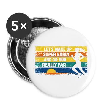 Laufen Joggen Lustiger Spruch Sonnenaufgang Retro  - Buttons klein 25 mm (5er Pack) - Weiß - Vorne