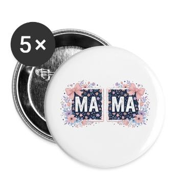 MAMA Carrés Fleuris et Nœuds Roses | Style Coquett - Lot de 5 petits badges (25 mm) - blanc - Devant
