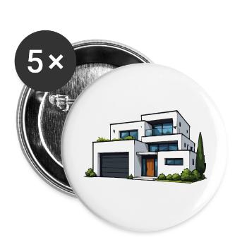 Modern flat roof villa - Buttons small 1''/25 mm (5-pack) - white - Front
