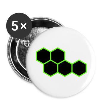 Hexagons - Buttons small 1''/25 mm (5-pack) - white - Front