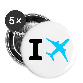 I travel - fliegen - reisen - Buttons klein 25 mm (5er Pack) - Weiß - Vorne