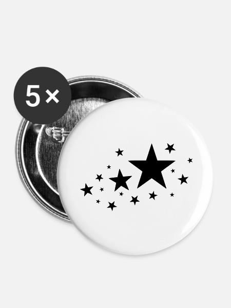 Sterne Stars - Buttons klein 25 mm (5er Pack) - Weiß