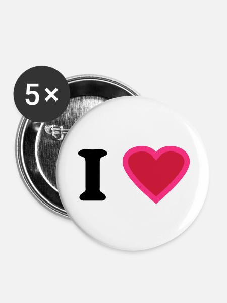 i love - Buttons klein 25 mm (5er Pack) - Weiß