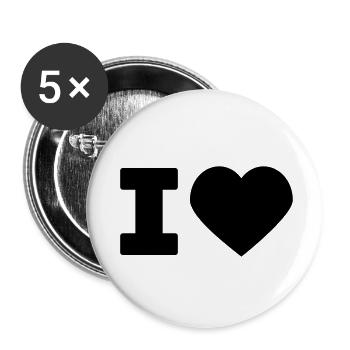 i love - Lot de 5 petits badges (25 mm) - blanc - Devant