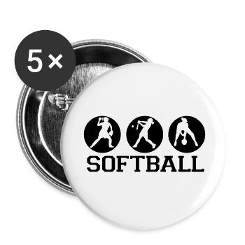 softball_dicke_linien - Buttons small 1''/25 mm (5-pack) - white - Front
