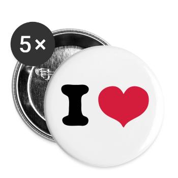i love - Lot de 5 petits badges (25 mm) - blanc - Devant
