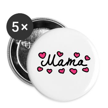 Mama - Heart - 2 - Buttons small 1''/25 mm (5-pack) - white - Front