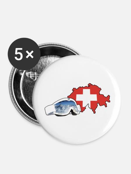 Schweiz Goggles - Buttons klein 25 mm (5er Pack) - Weiß