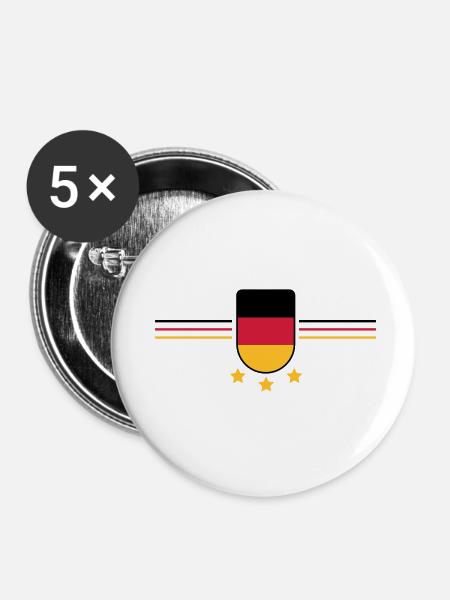 deutschland 3 sterne - Buttons klein 25 mm (5er Pack) - Weiß