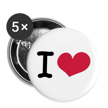 i love - Buttons small 1''/25 mm (5-pack) - white - Front