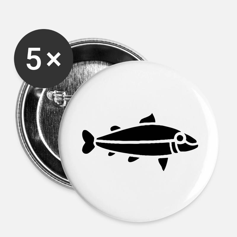 Fish "Celtic" - Lot de 5 petits badges (25 mm) - blanc