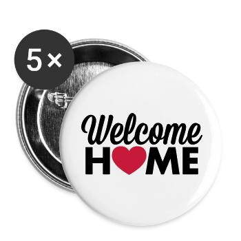 Welcome Home heart - Buttons small 1''/25 mm (5-pack) - white - Front