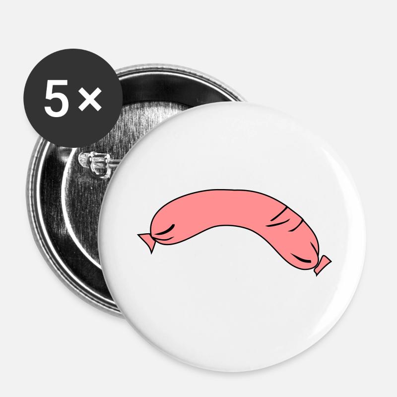 wurst - Lot de 5 petits badges (25 mm) - blanc