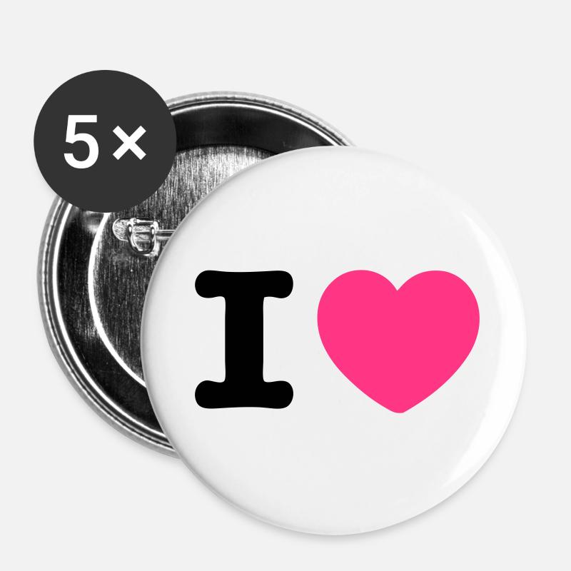 i heart herz - Buttons klein 25 mm (5er Pack) - Weiß