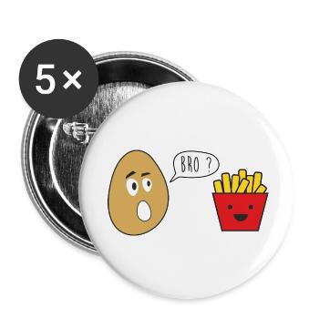 Bruder, Kartoffel - Buttons klein 25 mm (5er Pack) - Weiß - Vorne