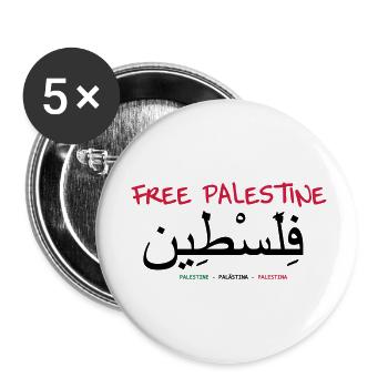 Free Palestine ! - Buttons small 1''/25 mm (5-pack) - white - Front