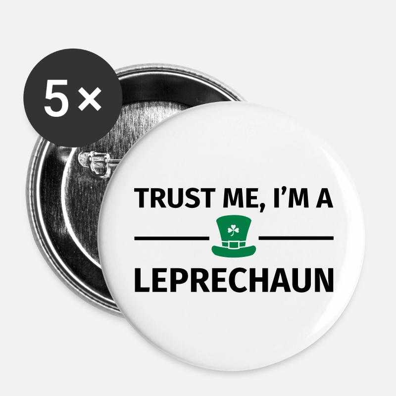 Trust Me I'm a Leprechaun - Lot de 5 petits badges (25 mm) - blanc