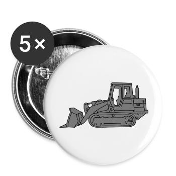 Bulldozer Planierraube 2 - Buttons klein 25 mm (5er Pack) - Weiß - Vorne