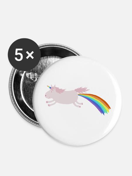 Regenbogeneinhorn - Buttons klein 25 mm (5er Pack) - Weiß