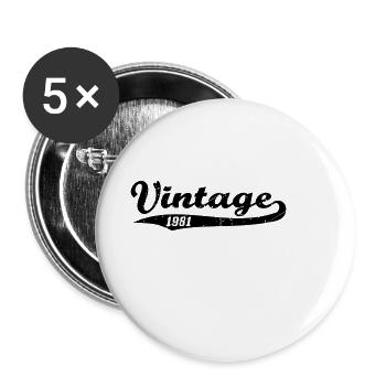 Vintage 1981 - Buttons klein 25 mm (5er Pack) - Weiß - Vorne